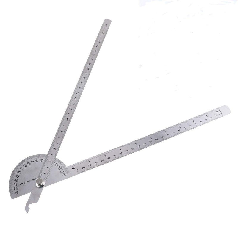 ChgImposs 0-180 Degree Angle Finder, Stainless Steel Round Head Rotary Protractor Scale Angle Finder Adjustable Double-arm Ruler Angle, Finder Craftsman Ruler Machinist Tool - Image 1